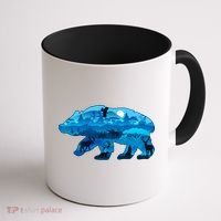 Wildlife Bear Silhouette Night Forest Coffee Mug thumb 1