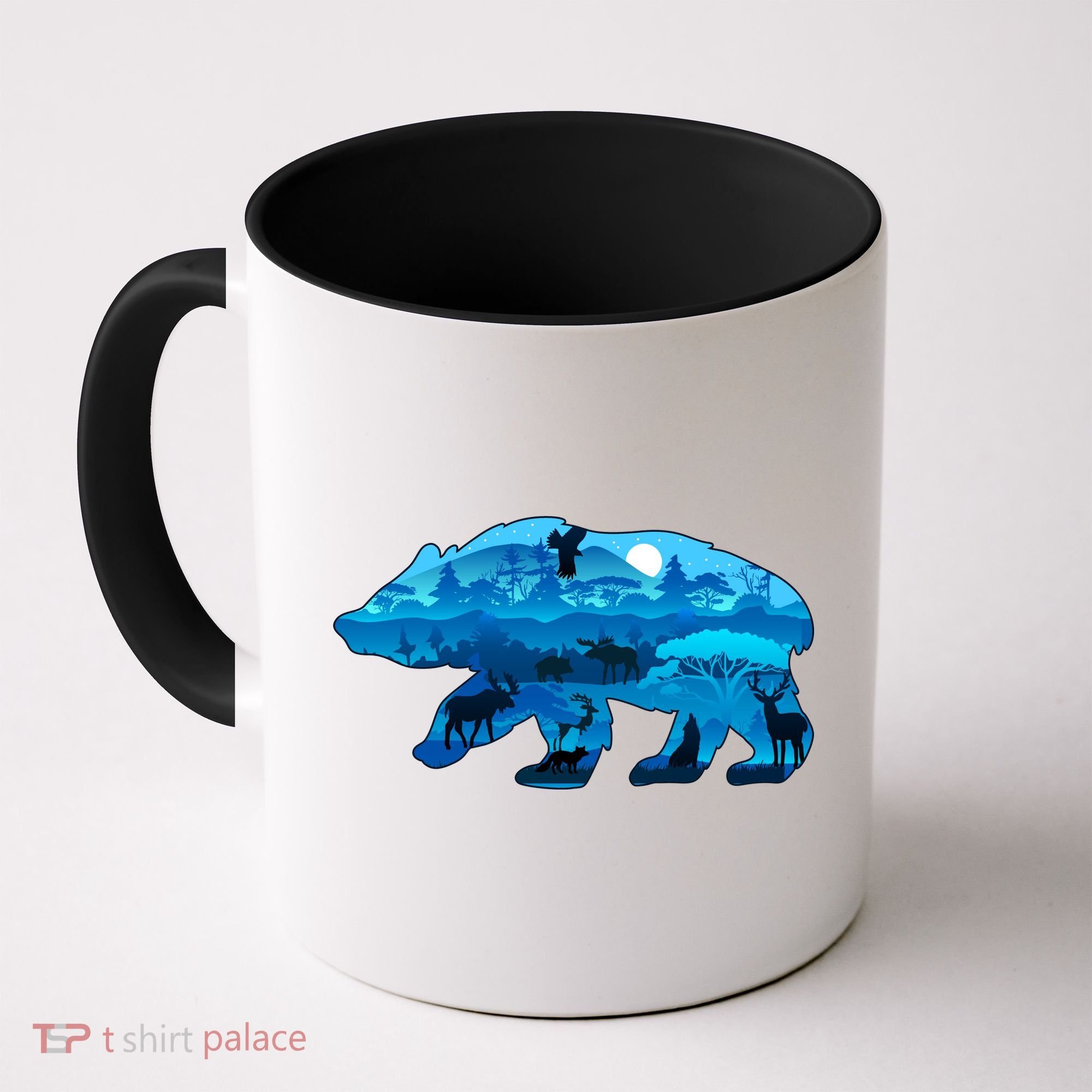 Wildlife Bear Silhouette Night Forest Coffee Mug