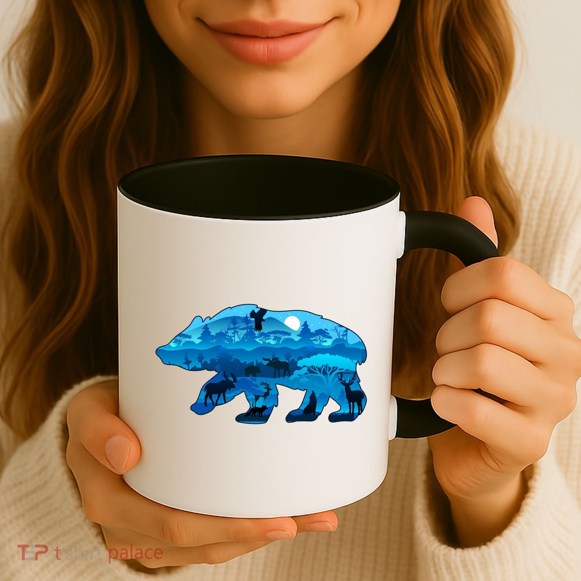Wildlife Bear Silhouette Night Forest Coffee Mug