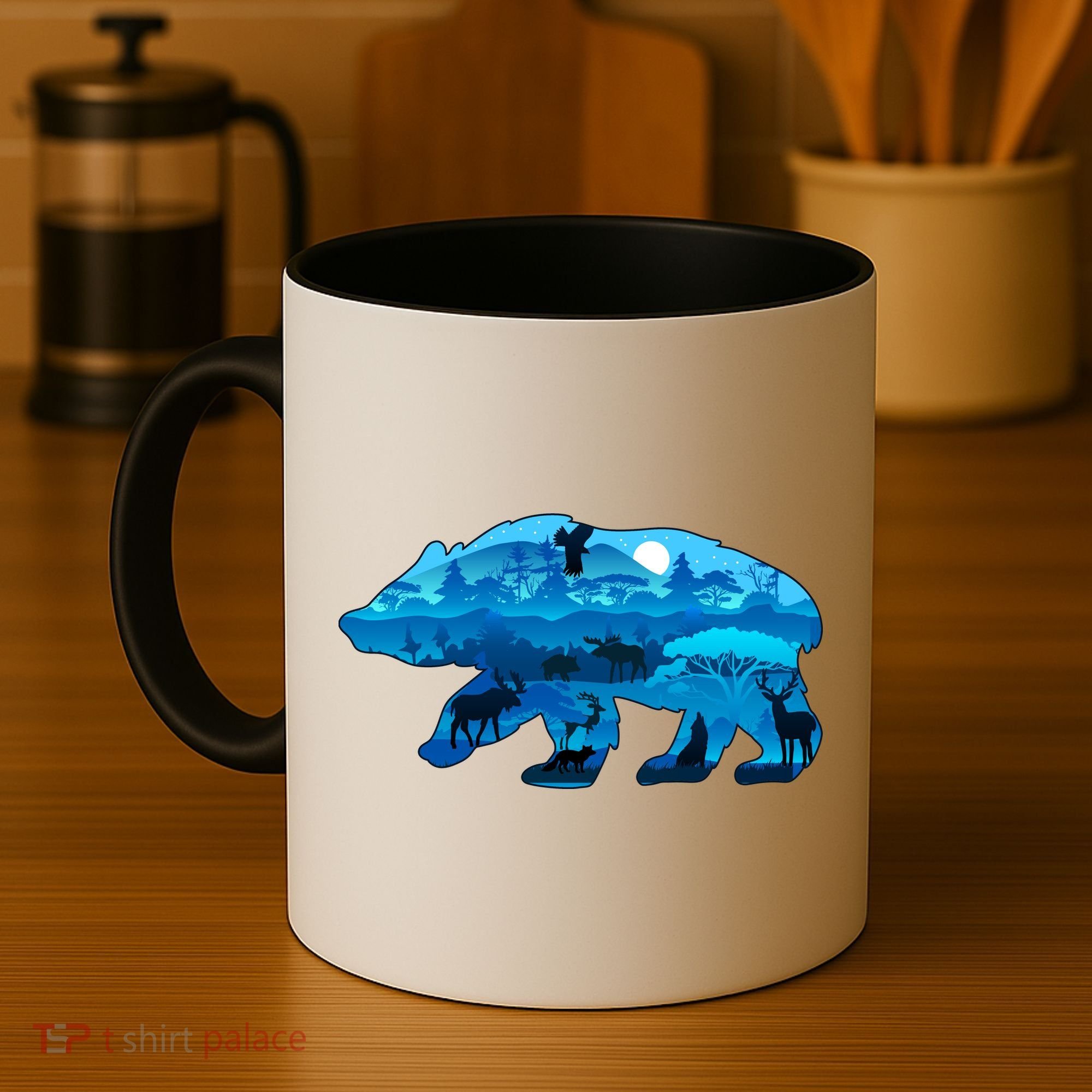 Wildlife Bear Silhouette Night Forest Coffee Mug