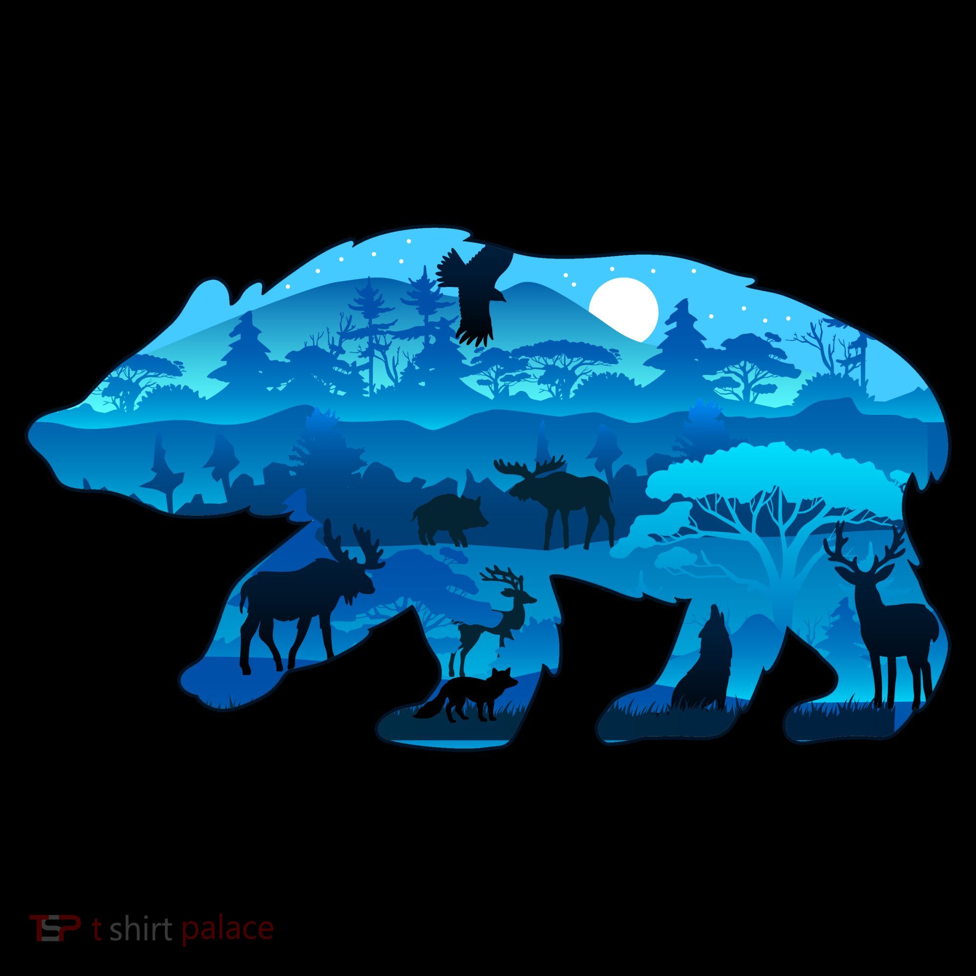 Wildlife Bear Silhouette Night Forest Coffee Mug