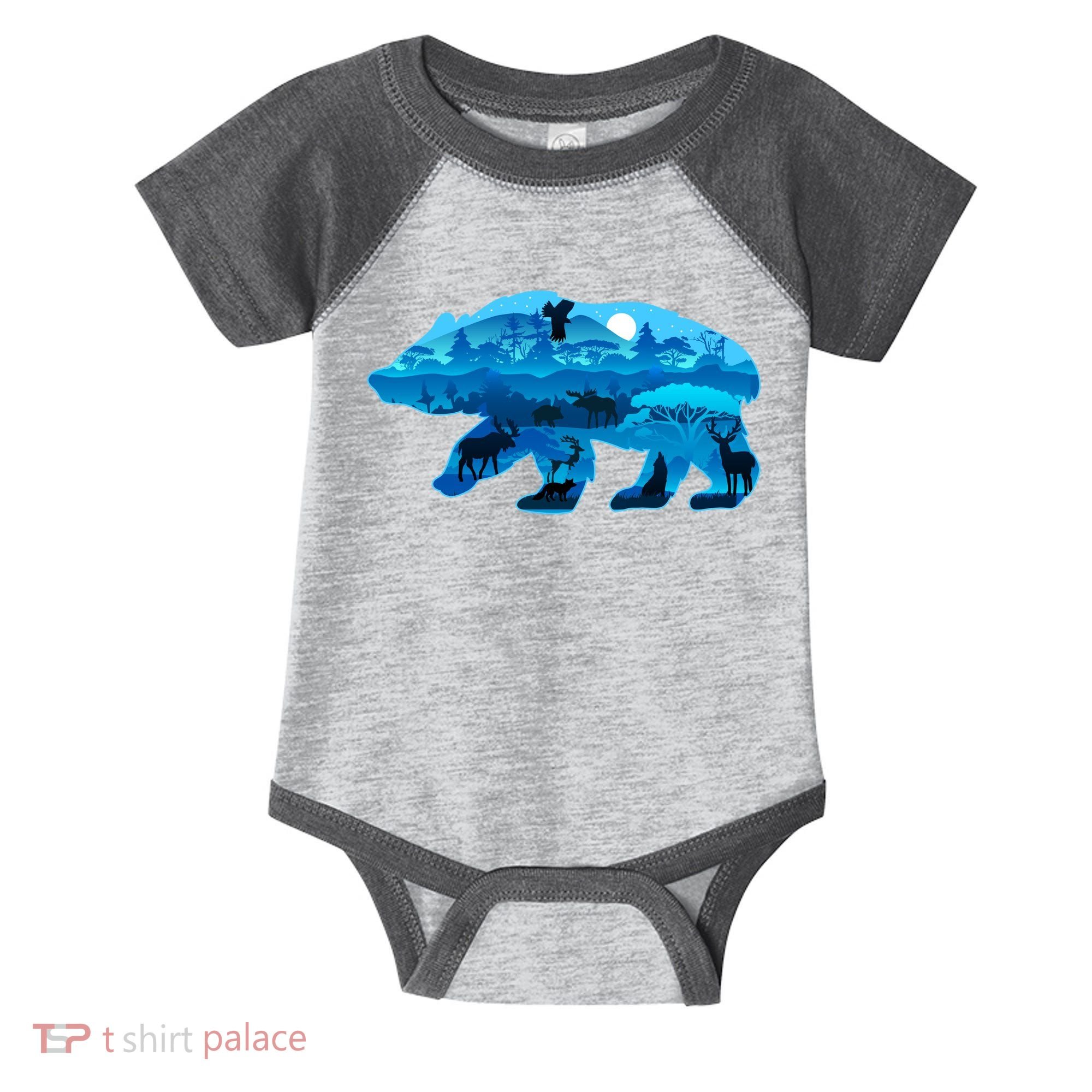 Wildlife Bear Silhouette Night Forest Infant Baby Jersey Bodysuit
