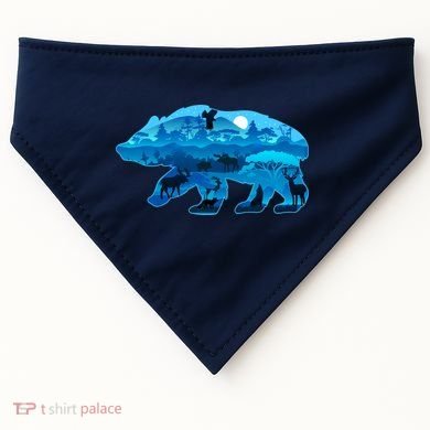 Wildlife Bear Silhouette Night Forest USA-Made Doggie Bandana