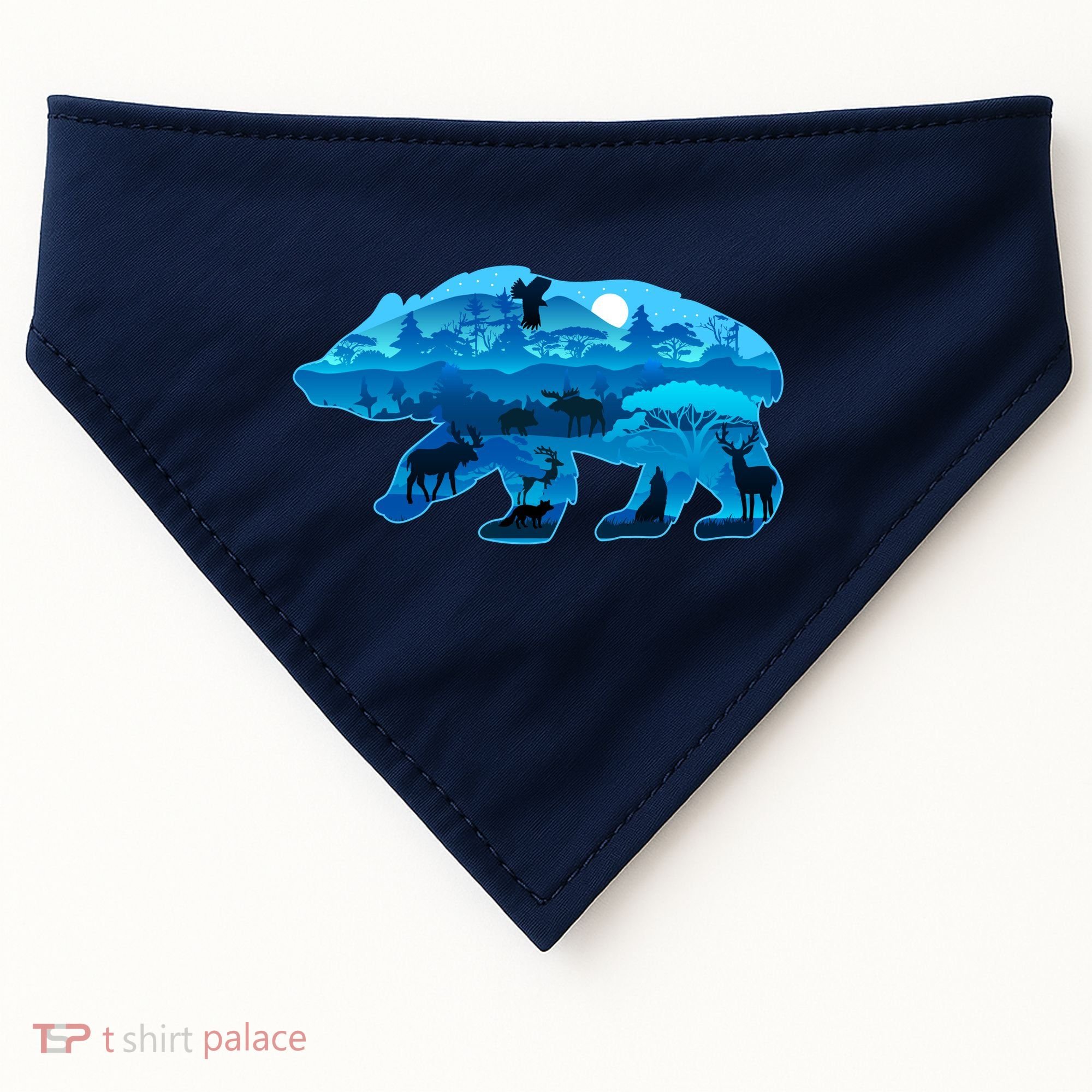 Wildlife Bear Silhouette Night Forest USA-Made Doggie Bandana