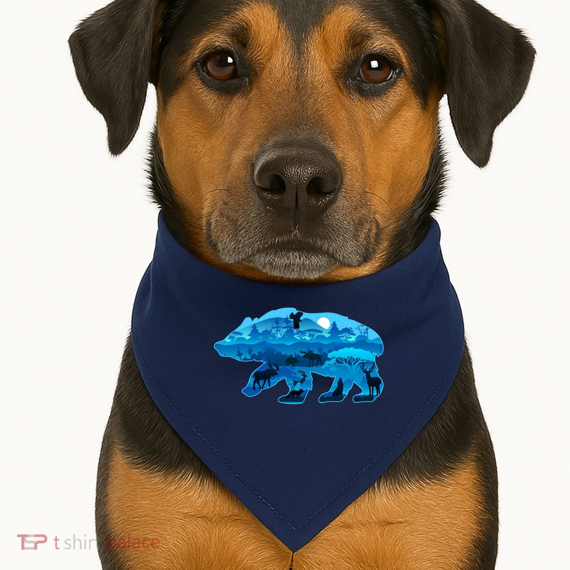 Wildlife Bear Silhouette Night Forest USA-Made Doggie Bandana