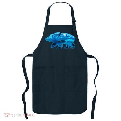Wildlife Bear Silhouette Night Forest Apron