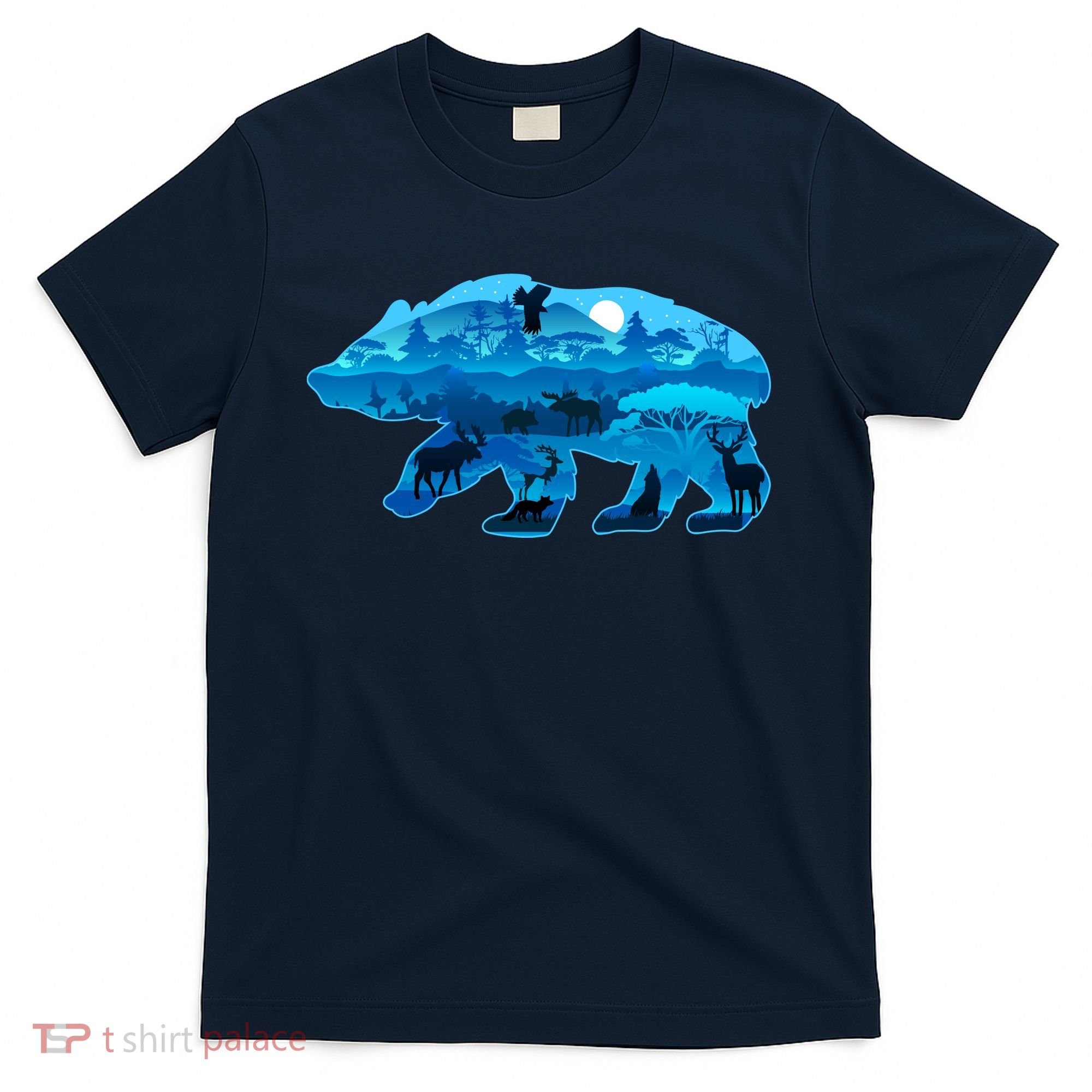 Wildlife Bear Silhouette Night Forest T-Shirt