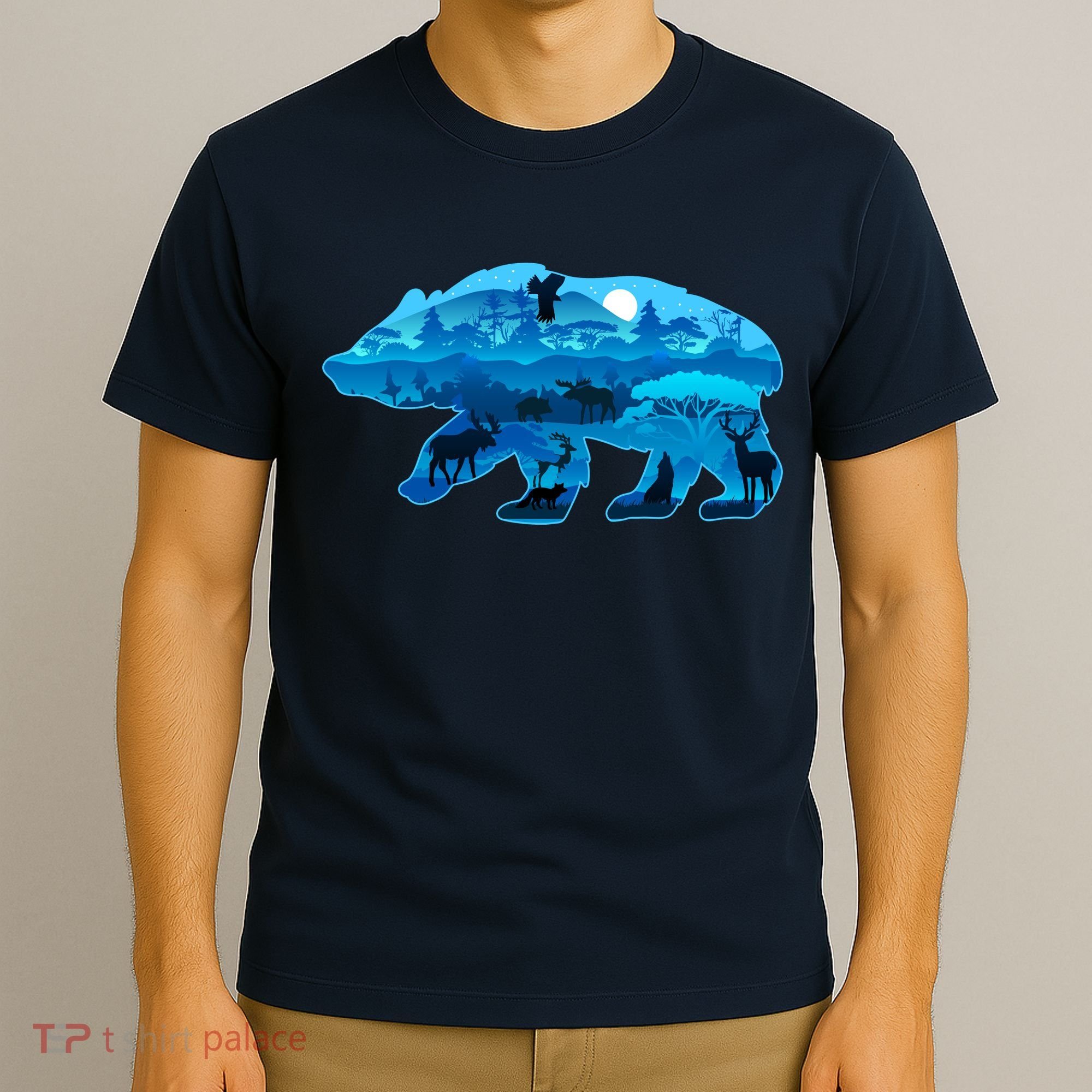 Wildlife Bear Silhouette Night Forest T-Shirt