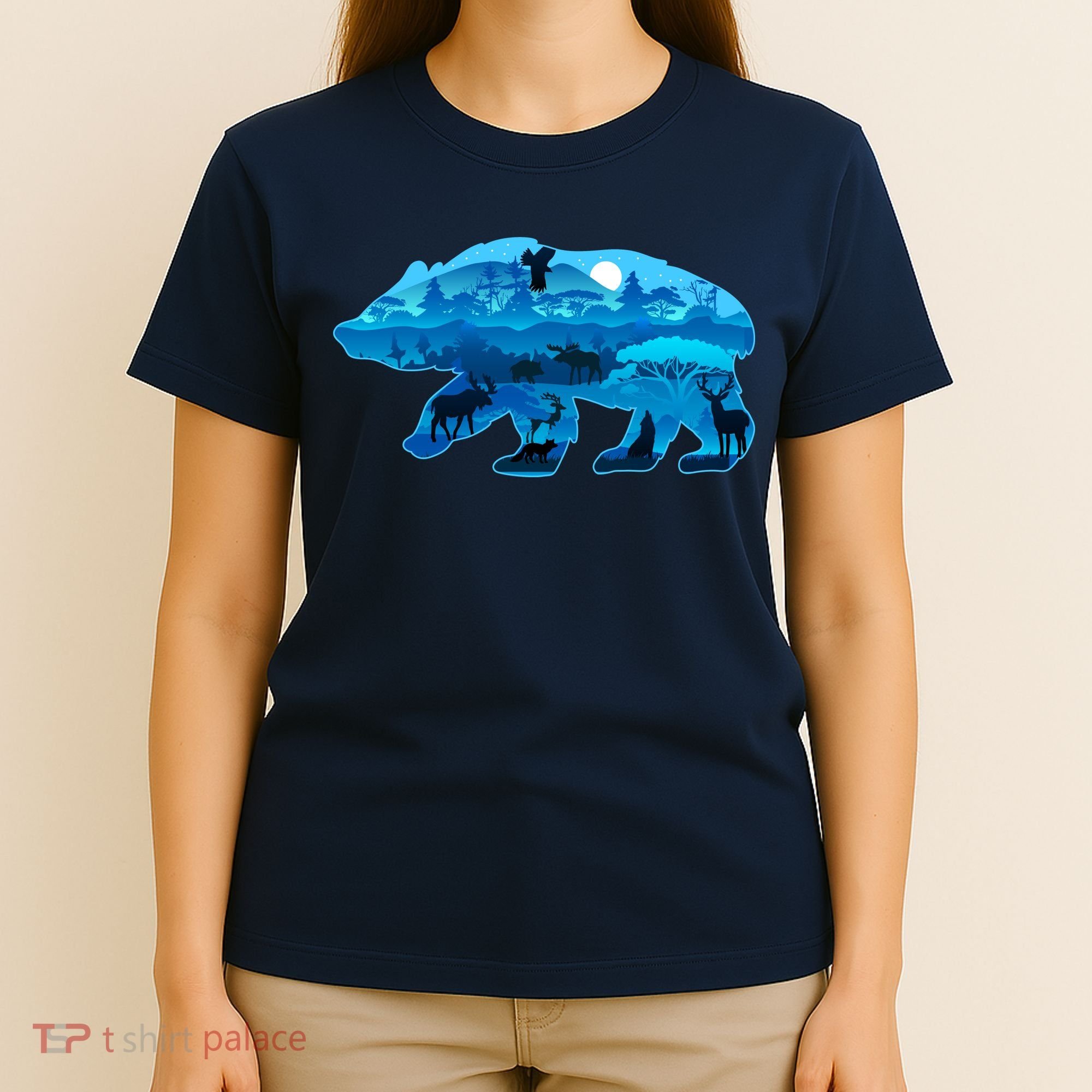 Wildlife Bear Silhouette Night Forest T-Shirt