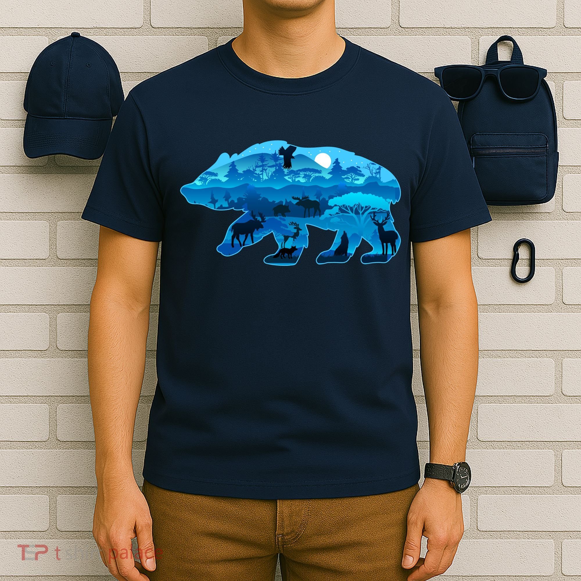 Wildlife Bear Silhouette Night Forest T-Shirt