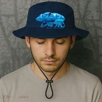 Wildlife Bear Silhouette Night Forest Bucket Hat thumb 2