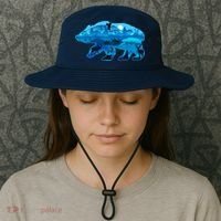 Wildlife Bear Silhouette Night Forest Bucket Hat thumb 3