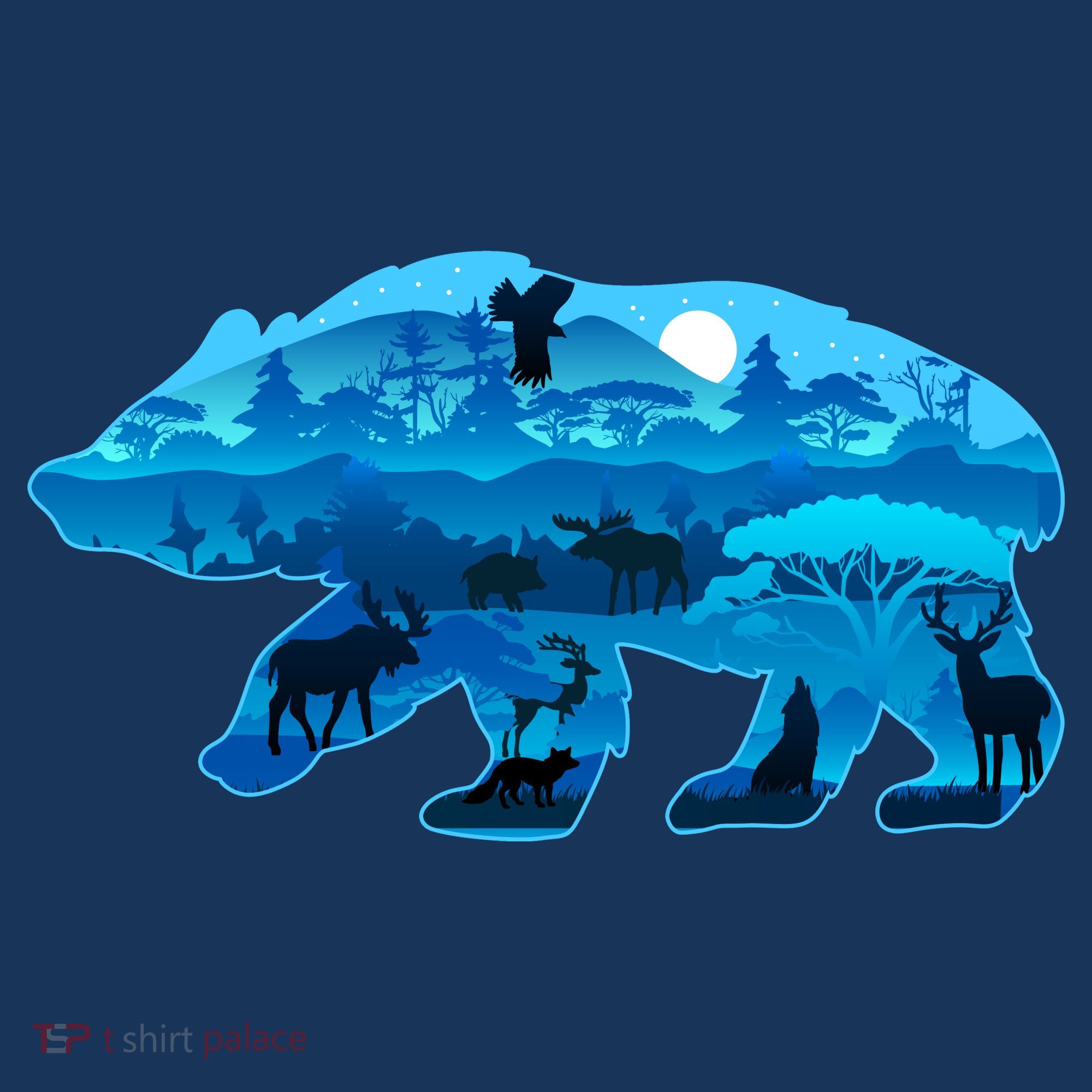 Wildlife Bear Silhouette Night Forest Coaster