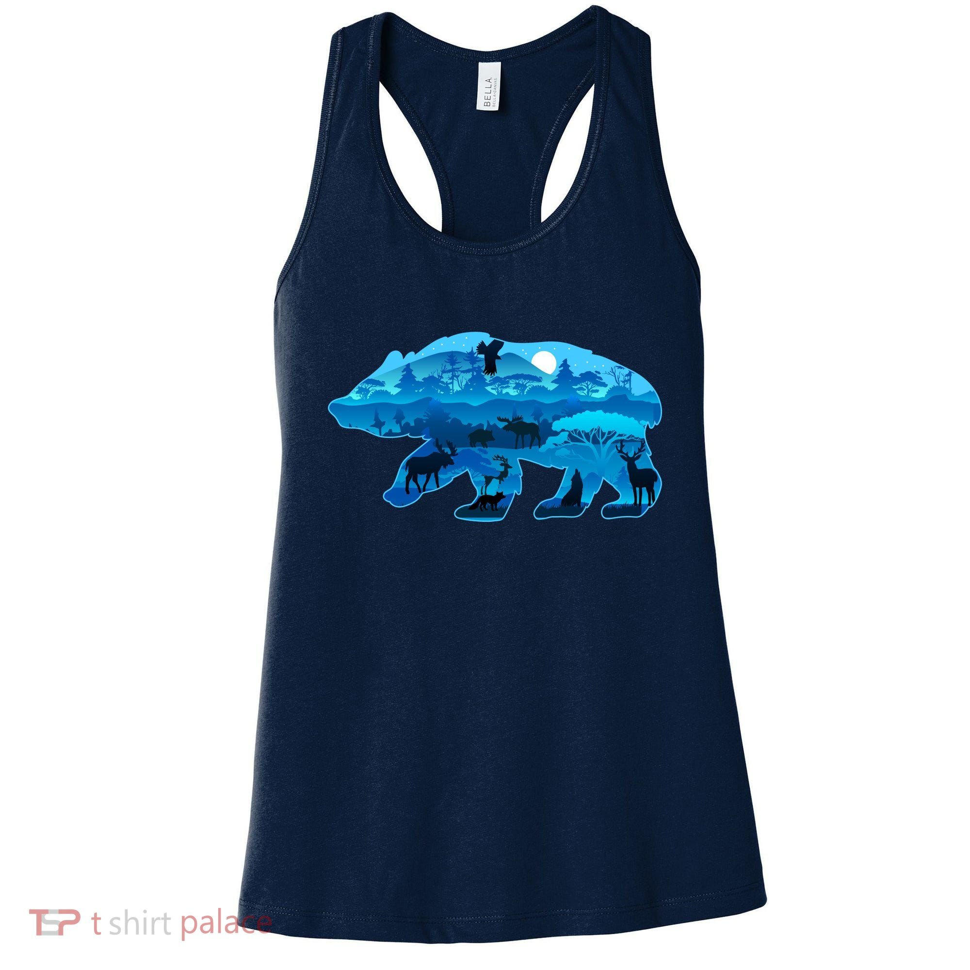 Wildlife Bear Silhouette Night Forest Women's Tank Top