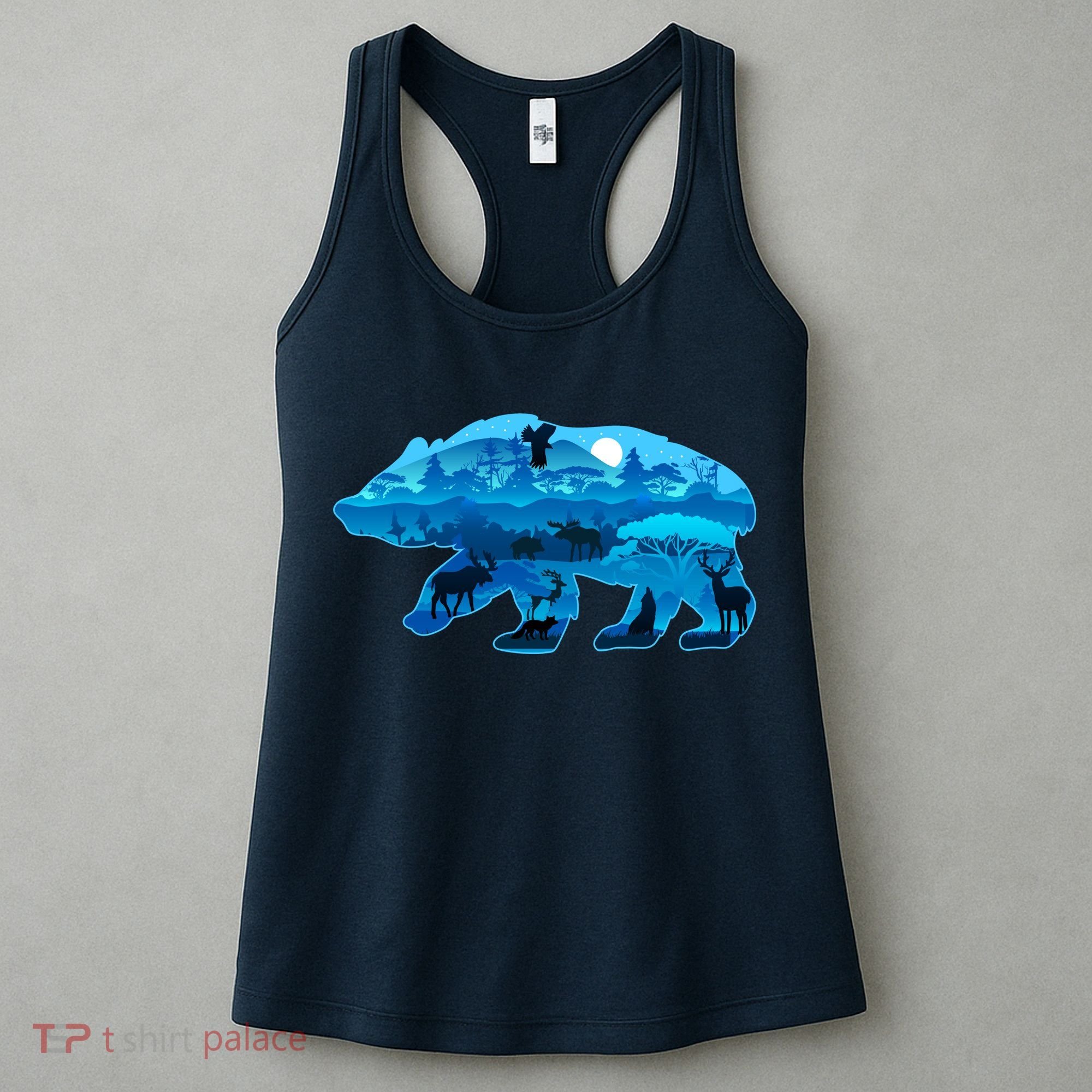 Wildlife Bear Silhouette Night Forest Women's Tank Top