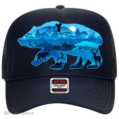 Wildlife Bear Silhouette Night Forest Hat