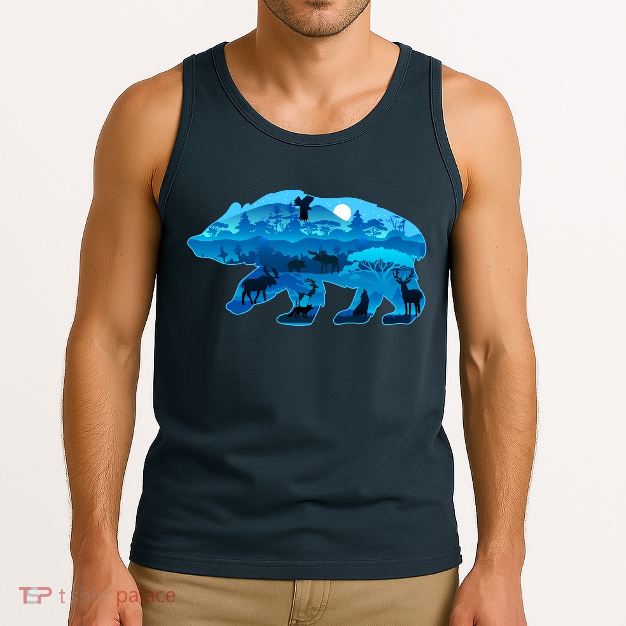 Wildlife Bear Silhouette Night Forest Tank Top