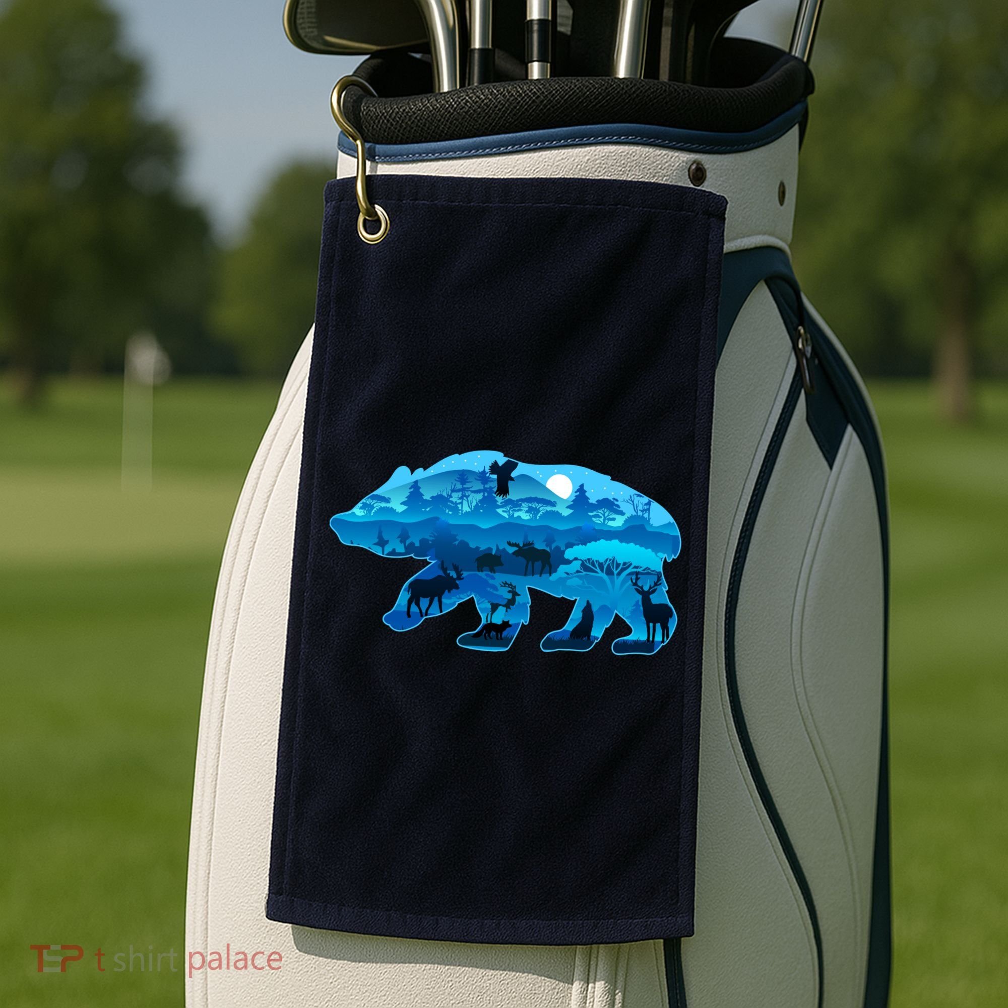 Wildlife Bear Silhouette Night Forest Golf Towel