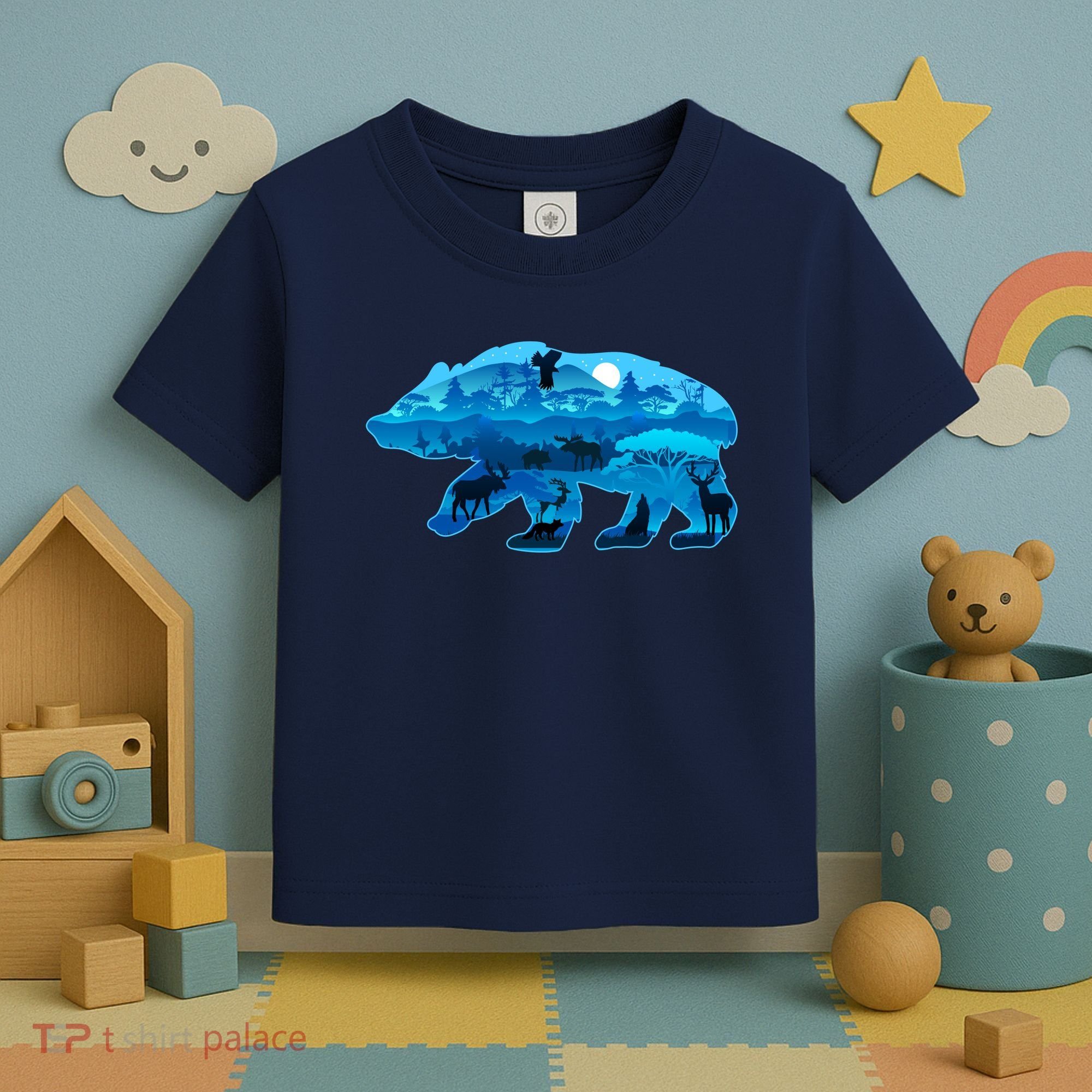 Wildlife Bear Silhouette Night Forest Toddler T-Shirt