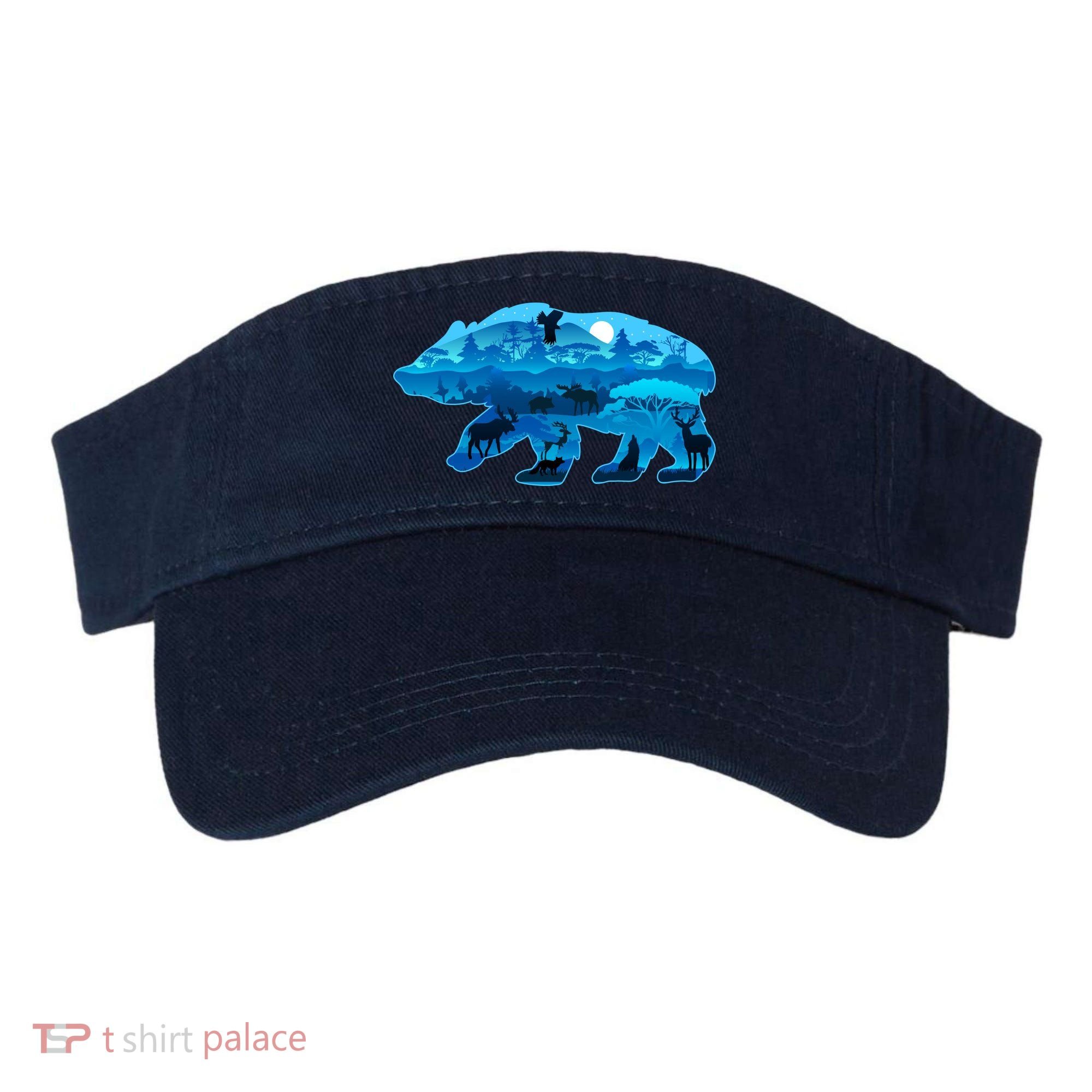 Wildlife Bear Silhouette Night Forest Visor