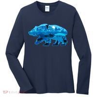 Wildlife Bear Silhouette Night Forest Women's Long Sleeve Shirt thumb 0