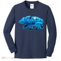 Wildlife Bear Silhouette Night Forest Kids Long Sleeve Shirt thumb 0