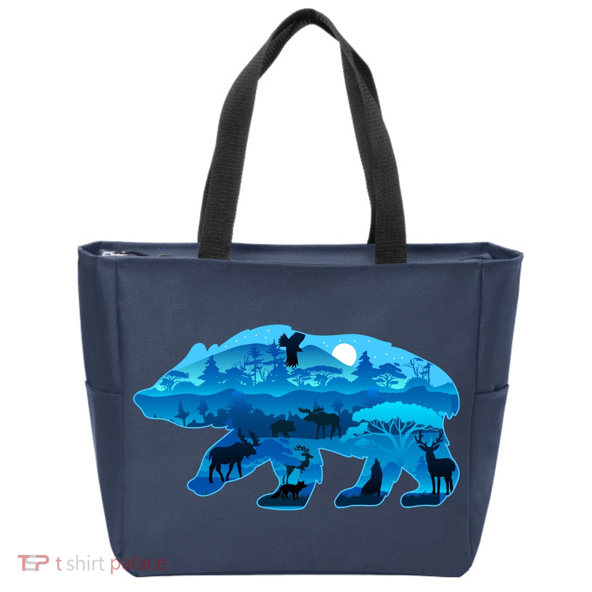 Wildlife Bear Silhouette Night Forest Tote Bag