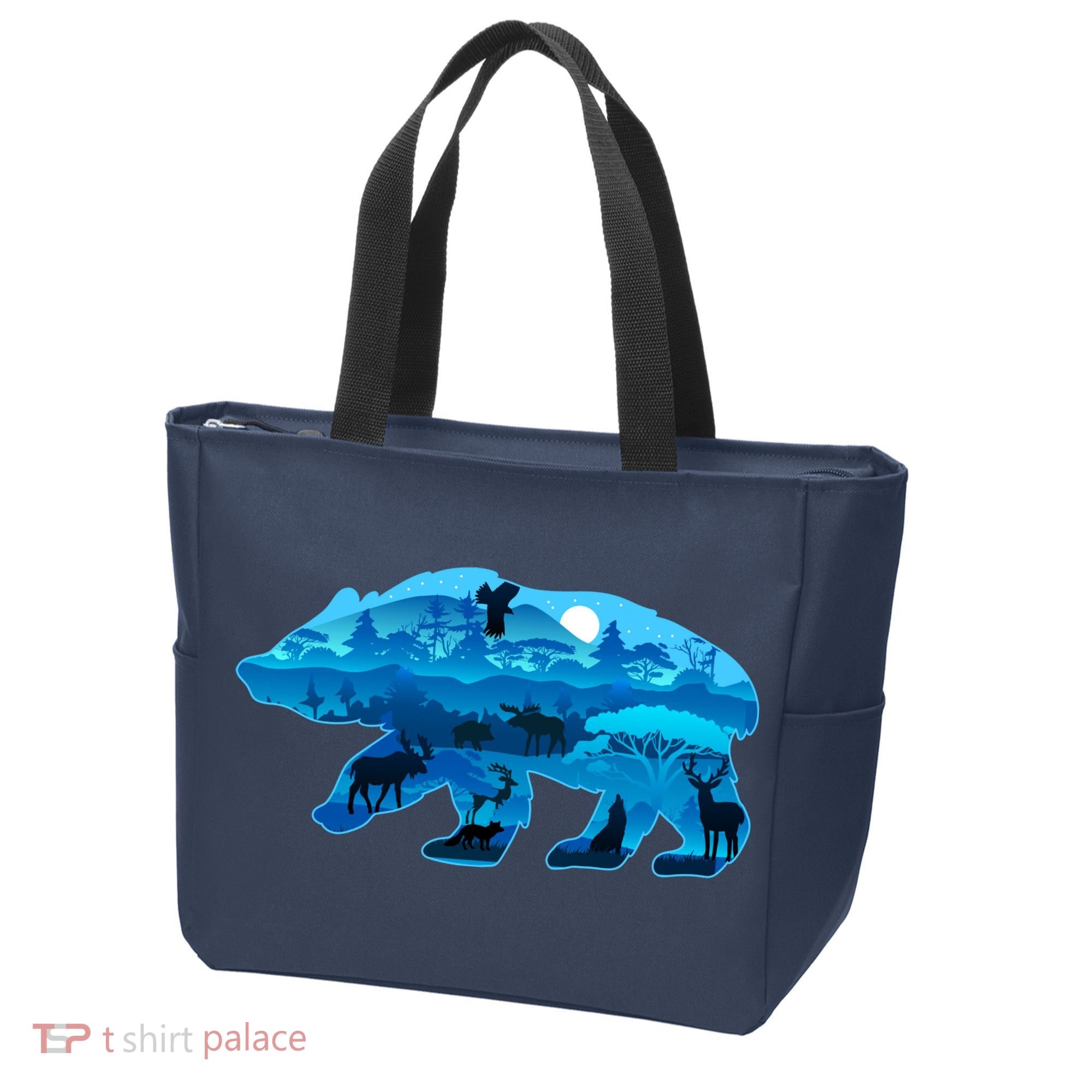 Wildlife Bear Silhouette Night Forest Tote Bag
