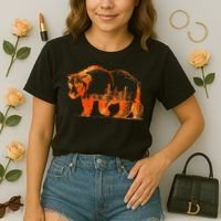 Walking Bear Silhouette Downtown Chicago City Skyline Gift Comfort Colors Boxy T-Shirt thumb 2