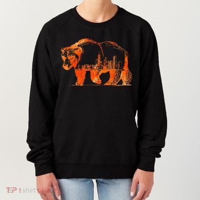 Walking Bear Silhouette Downtown Chicago City Skyline Gift Women's Sweatshirt