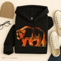 Walking Bear Silhouette Downtown Chicago City Skyline Gift Hoodie thumb 4