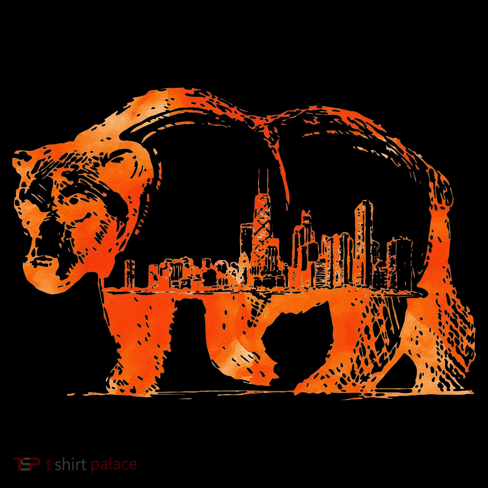 Walking Bear Silhouette Downtown Chicago City Skyline Gift Sweatshirt