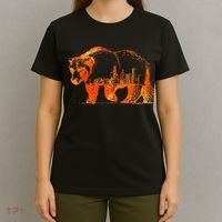 Walking Bear Silhouette Downtown Chicago City Skyline Gift T-Shirt thumb 4