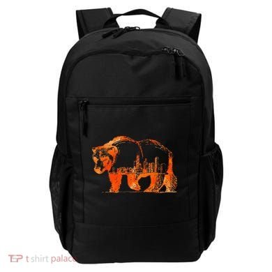 Walking Bear Silhouette Downtown Chicago City Skyline Gift Backpack