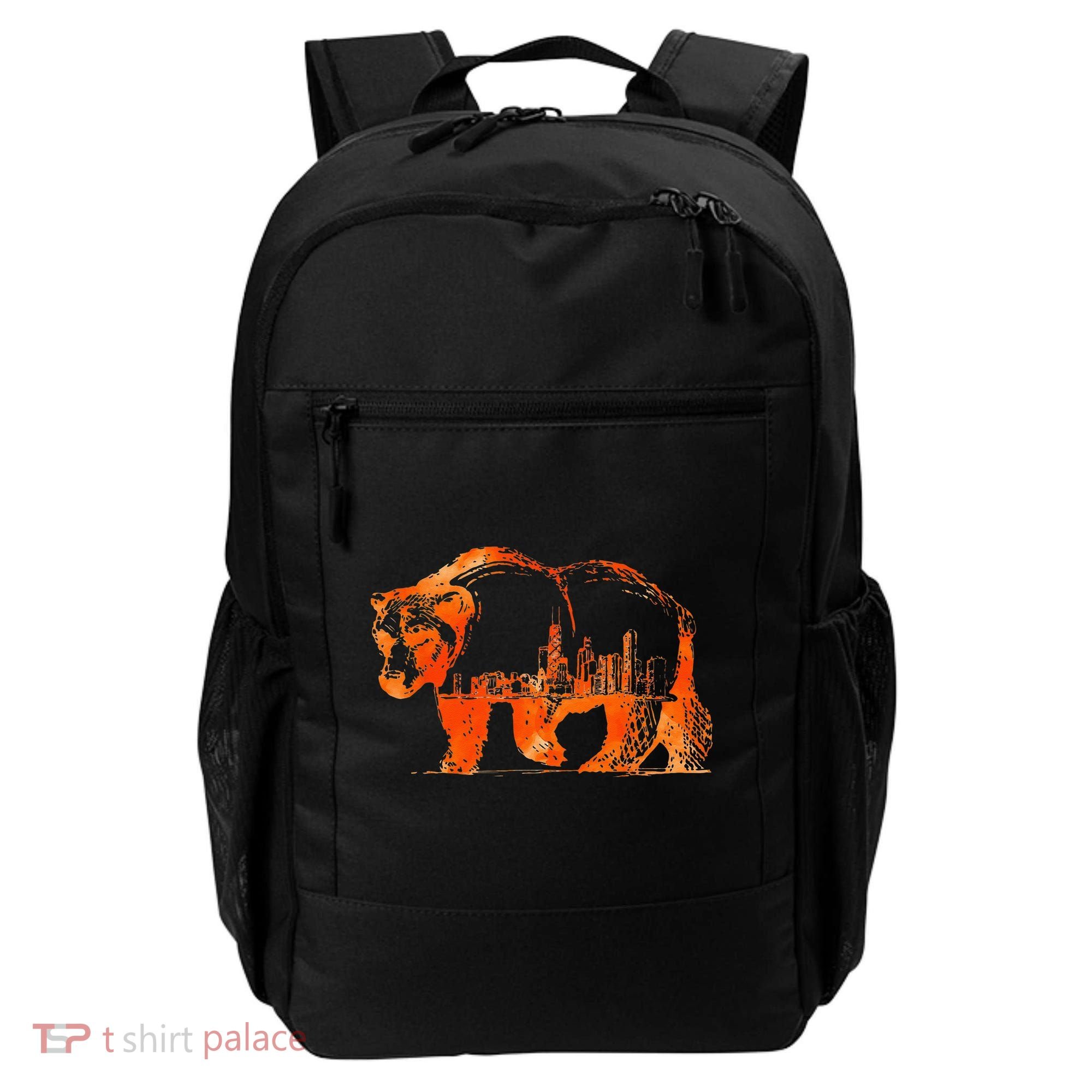Walking Bear Silhouette Downtown Chicago City Skyline Gift Backpack