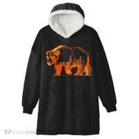 Walking Bear Silhouette Downtown Chicago City Skyline Gift Hooded Wearable Blanket thumb 0