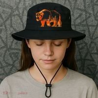 Walking Bear Silhouette Downtown Chicago City Skyline Gift Bucket Hat thumb 3