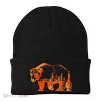Walking Bear Silhouette Downtown Chicago City Skyline Gift Beanie thumb 0