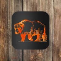 Walking Bear Silhouette Downtown Chicago City Skyline Gift Coaster thumb 0