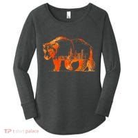 Walking Bear Silhouette Downtown Chicago City Skyline Gift Women's Perfect Tri Tunic Long Sleeve Shirt thumb 0