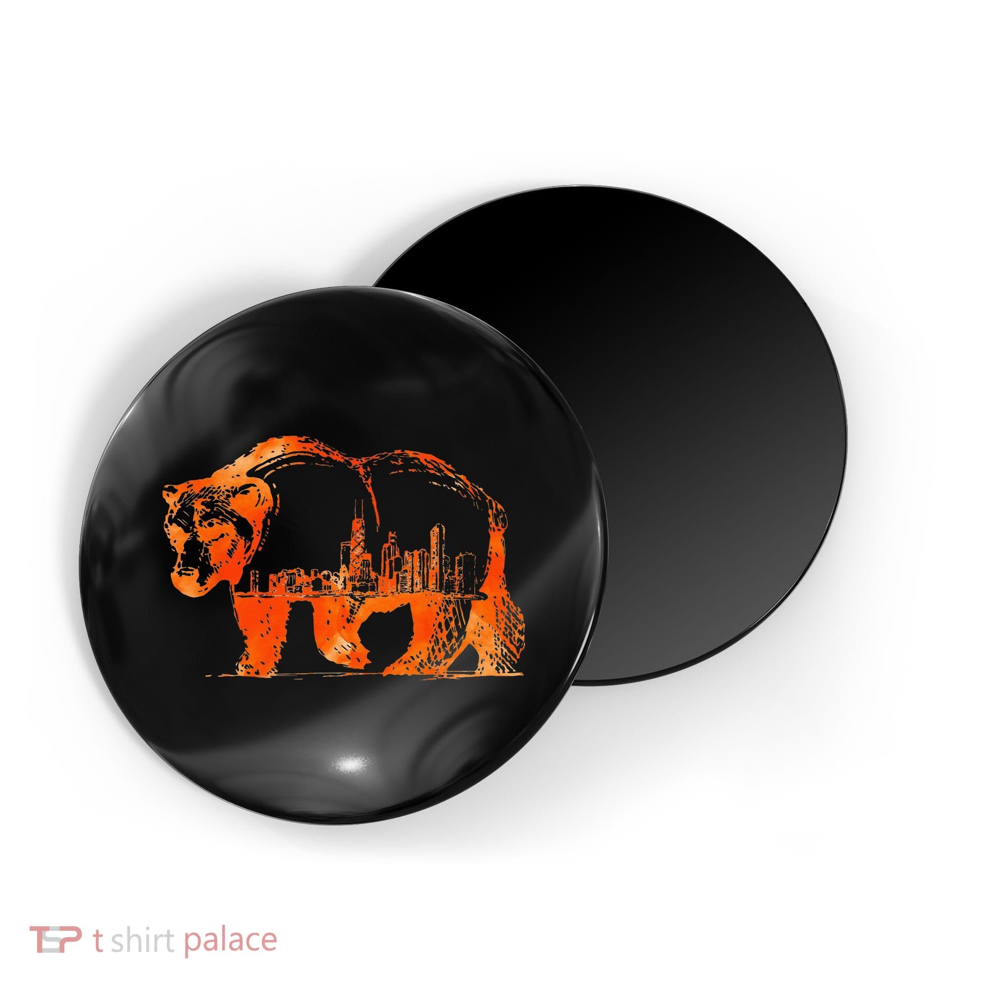 Walking Bear Silhouette Downtown Chicago City Skyline Gift Magnet
