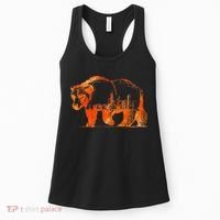 Walking Bear Silhouette Downtown Chicago City Skyline Gift Women's Tank Top thumb 0