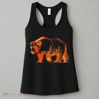 Walking Bear Silhouette Downtown Chicago City Skyline Gift Women's Tank Top thumb 3