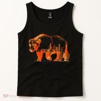 Walking Bear Silhouette Downtown Chicago City Skyline Gift Tank Top thumb 2
