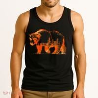 Walking Bear Silhouette Downtown Chicago City Skyline Gift Tank Top thumb 3