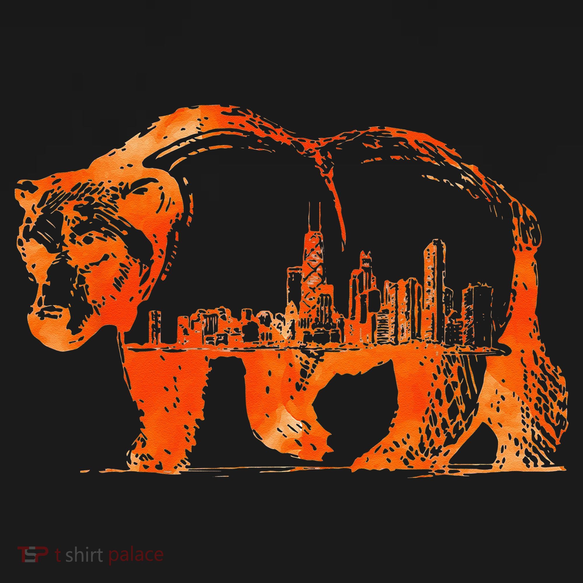 Walking Bear Silhouette Downtown Chicago City Skyline Gift Tank Top