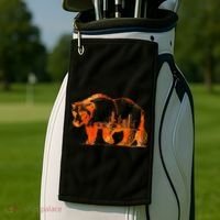Walking Bear Silhouette Downtown Chicago City Skyline Gift Golf Towel thumb 2