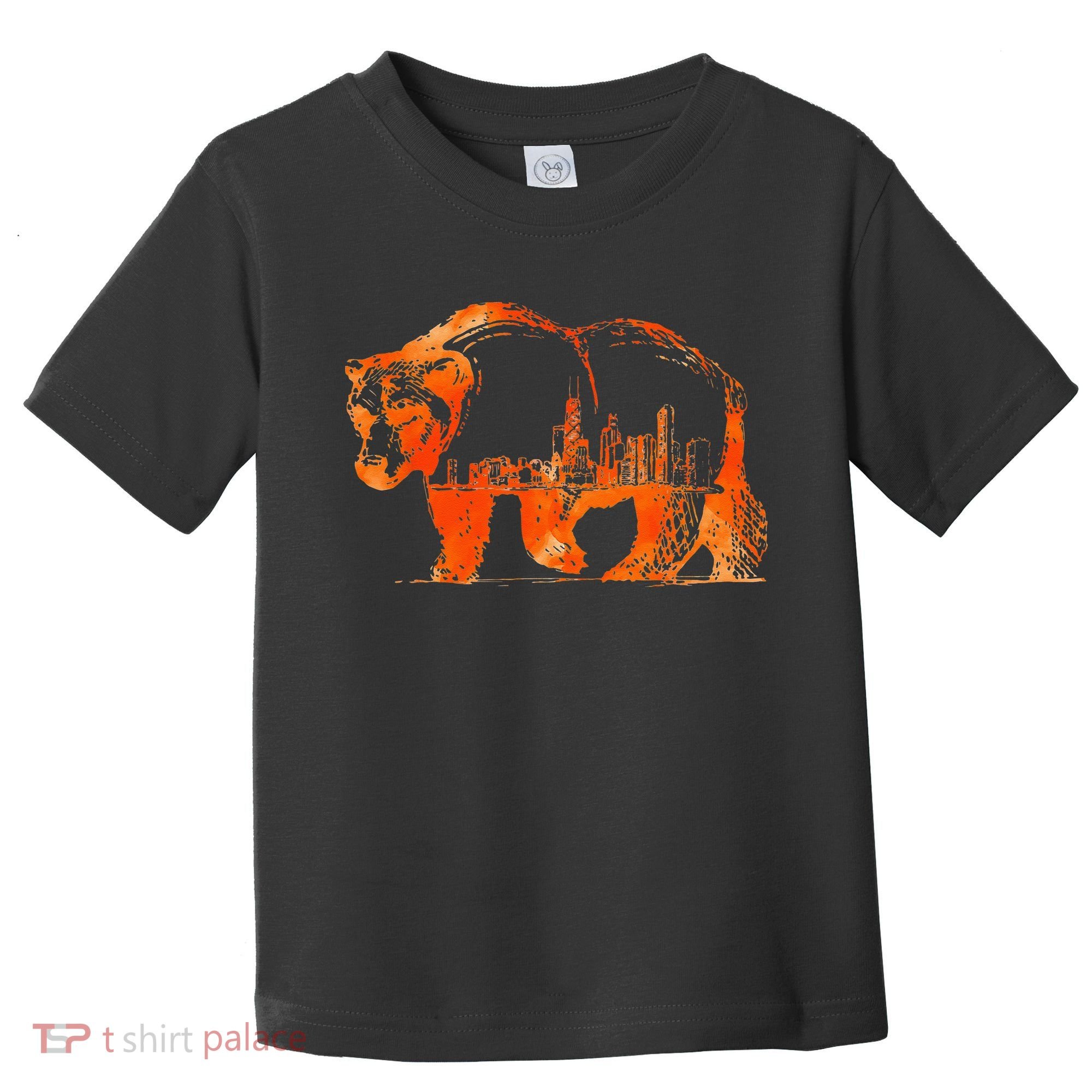 Walking Bear Silhouette Downtown Chicago City Skyline Gift Toddler T-Shirt