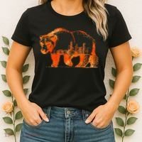 Walking Bear Silhouette Downtown Chicago City Skyline Gift Women's T-Shirt thumb 2