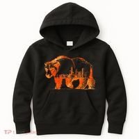 Walking Bear Silhouette Downtown Chicago City Skyline Gift Kids Hoodie thumb 0